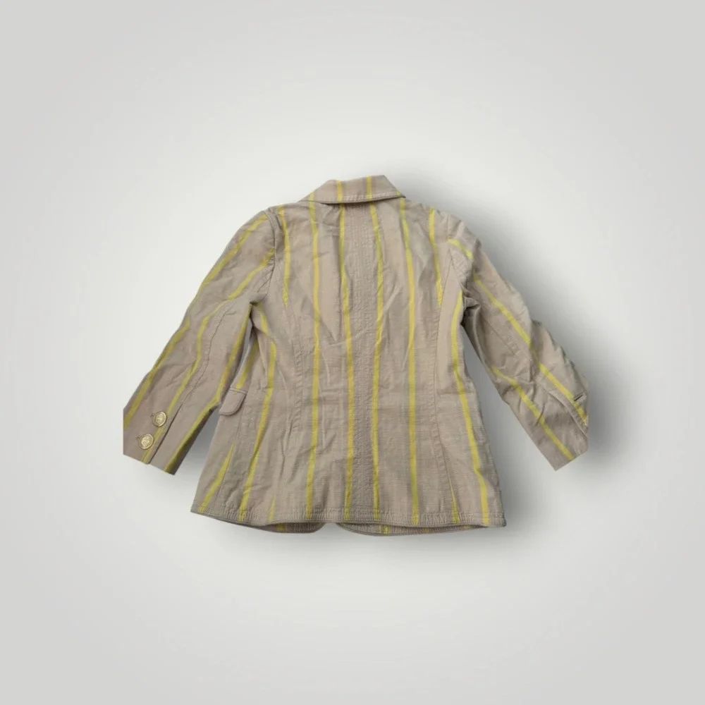 Juicy Couture Blazer Women 6 Tan Yellow Striped Y2K Light Academia Old Money